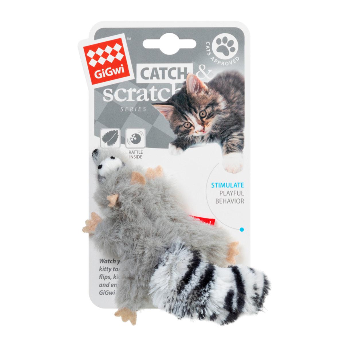 Игрушка для кошек GiGwi Catch&scratch Енот с кошачьей мятой/кошачьей мятой 8 см (25881078) - фото 2