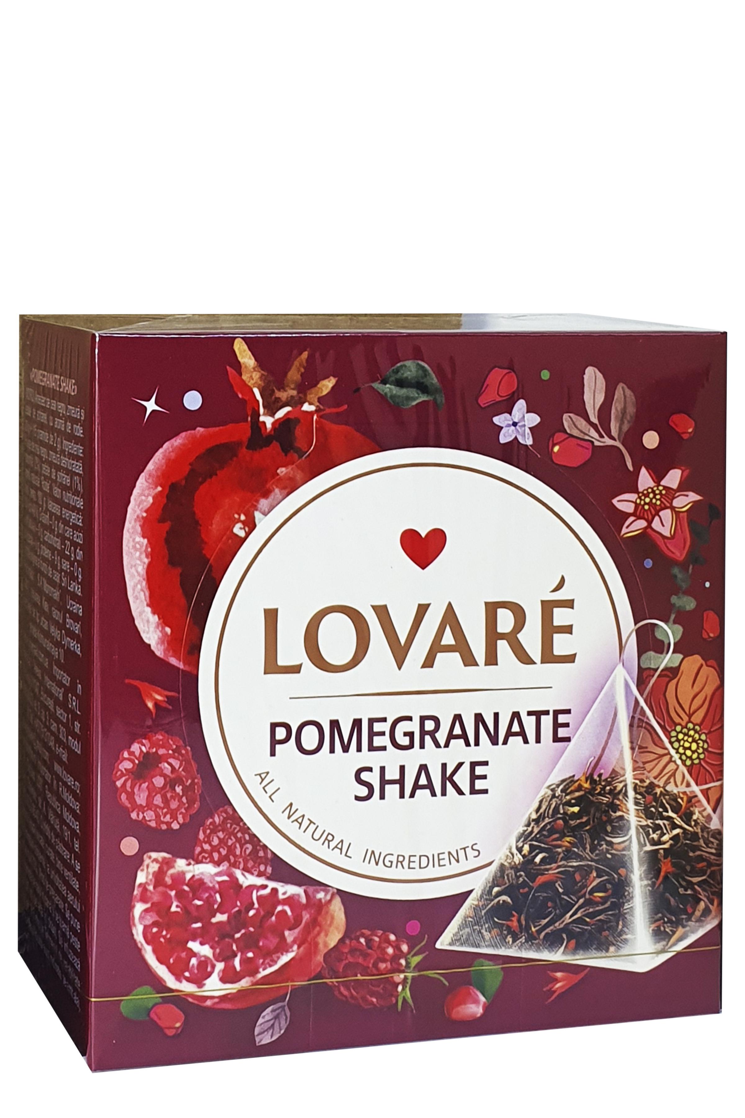 Чай чорний Lovare Pomegranate shake з ароматом гранату в пірамідках 15 пакетиків 2 г (54206)