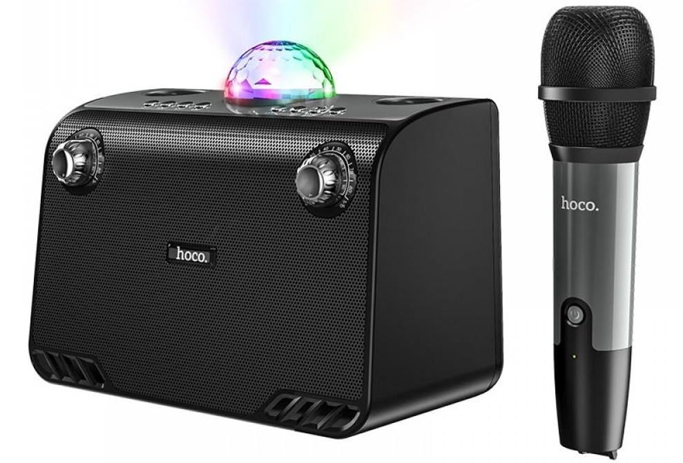 Портативная колонка с Bluetooth и караоке HOCO BS41 с микрофоном, черная - фото 4 Портативная колонка с Bluetooth и караоке HOCO BS41 с микрофоном, черная - фото 4