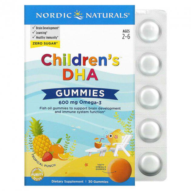 Добавка Nordic Naturals Children's DHA Тропические фрукты 600 мг 30 таблеток (NOR-01709) Добавка Nordic Naturals Children's DHA Тропические фрукты 600 мг 30 таблеток (NOR-01709)