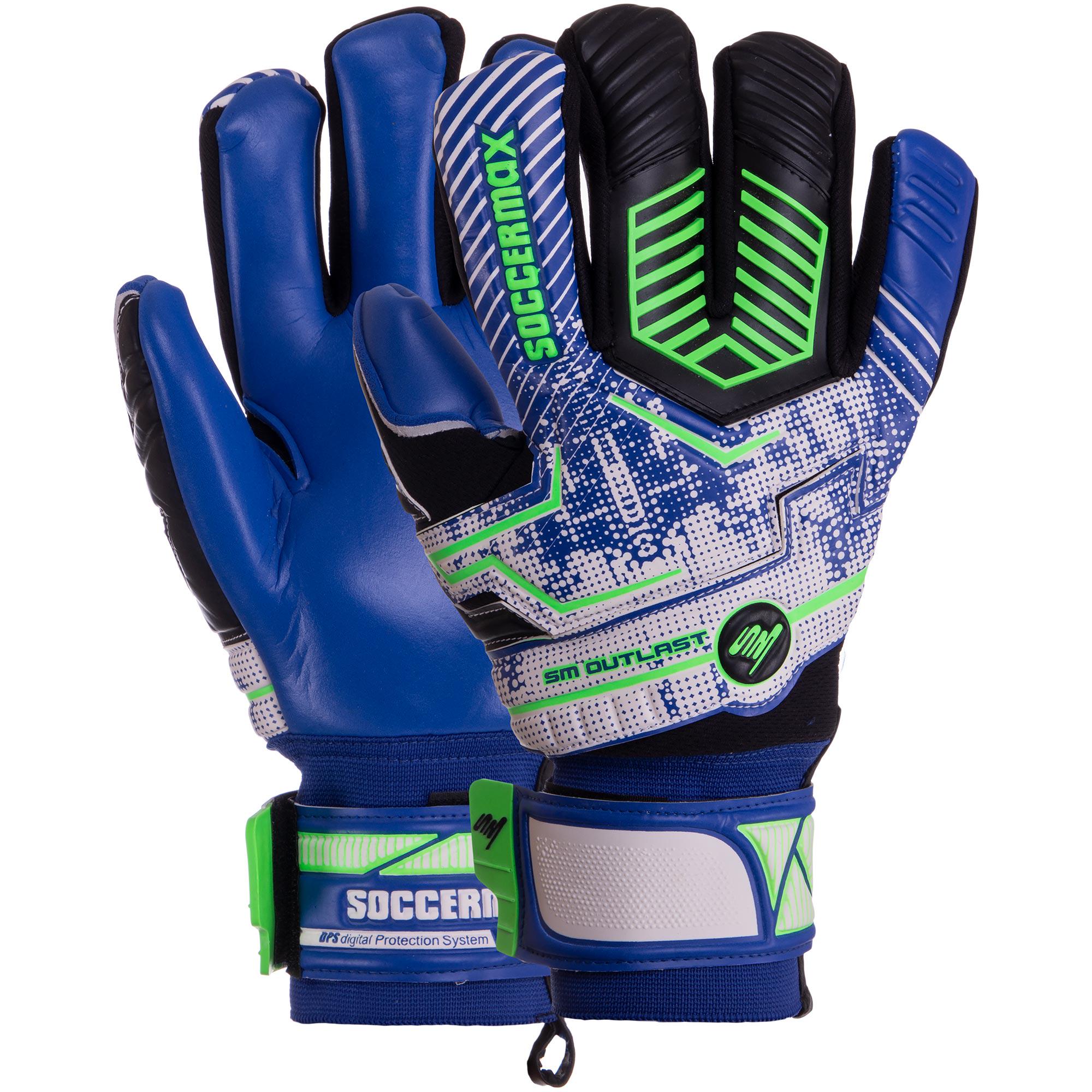 Перчатки вратарские Zelart SOCCERMAX GK-002 р. 9 Синий/Салатовый (DR007751)