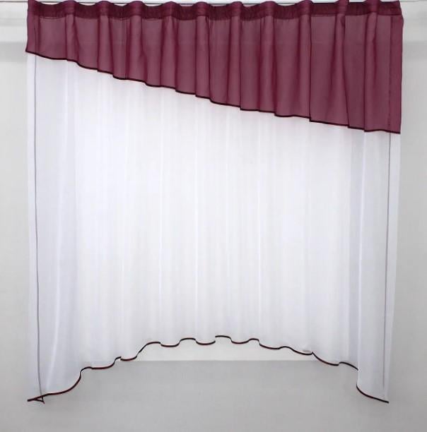 Гардина на кухню/балкон шифон 270х170 см Бордовый/Белый (098к)