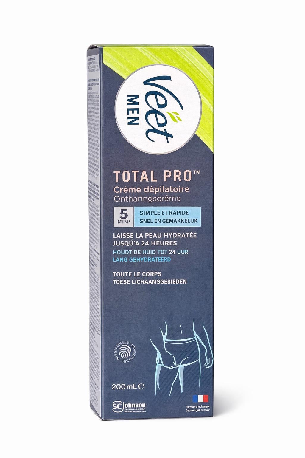 Крем мужской Veet men Total Pro Crema Depilatoria для депиляции волос на теле для чувствительной кожи 200 мл