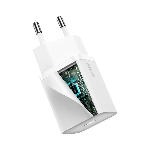 Зарядное устройство сетевое BASEUS Cube PD 20W с кабелем Data Cable Type-C to Lightning 1 м White (28948563) - фото 4 Зарядное устройство сетевое BASEUS Cube PD 20W с кабелем Data Cable Type-C to Lightning 1 м White (28948563) - фото 4