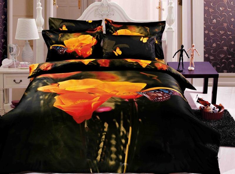 Комплект постельного белья Le Vele Mariposa 3D евро 200х220 см Черный (lv-154)