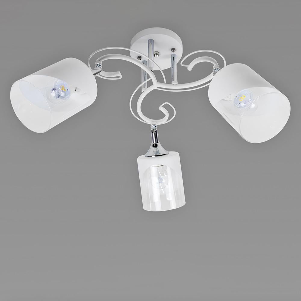 Люстра стельова Light House SR-19615/3 WT/CH D600хH260 E27 білий/хром плафон Білий/Прозорий