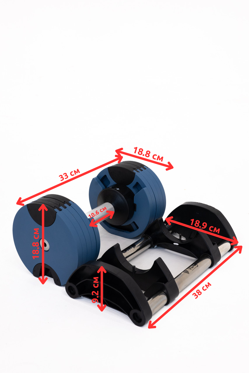 Гантеля стальная разборная регулируемая WCG 16 кг с 8 уровнями веса 2-16 кг Синий (01016M1) - фото 13