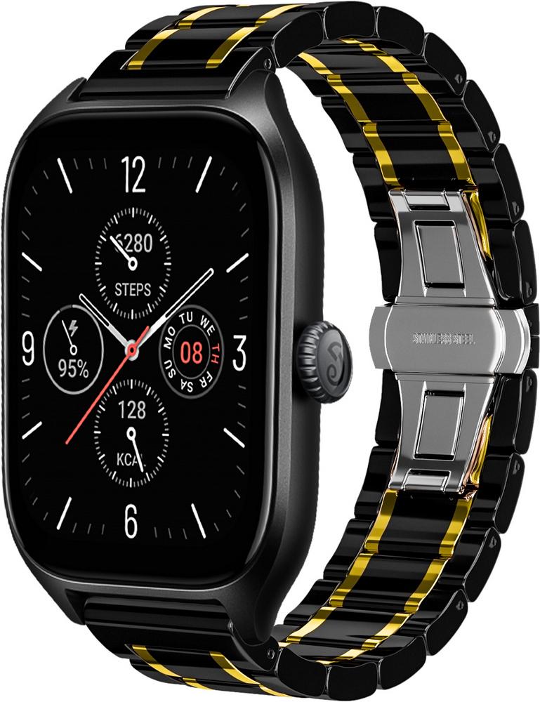 Ремешок керамический Ceramo для Amazfit GTS 4/Mini Black/Gold (29510-02)