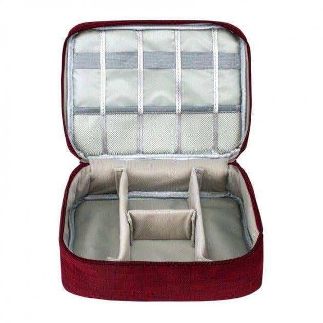 Дорожный органайзер для кабелей и зарядных устройств 24,5х18х10 см Красный (ОД-110-1) - фото 5