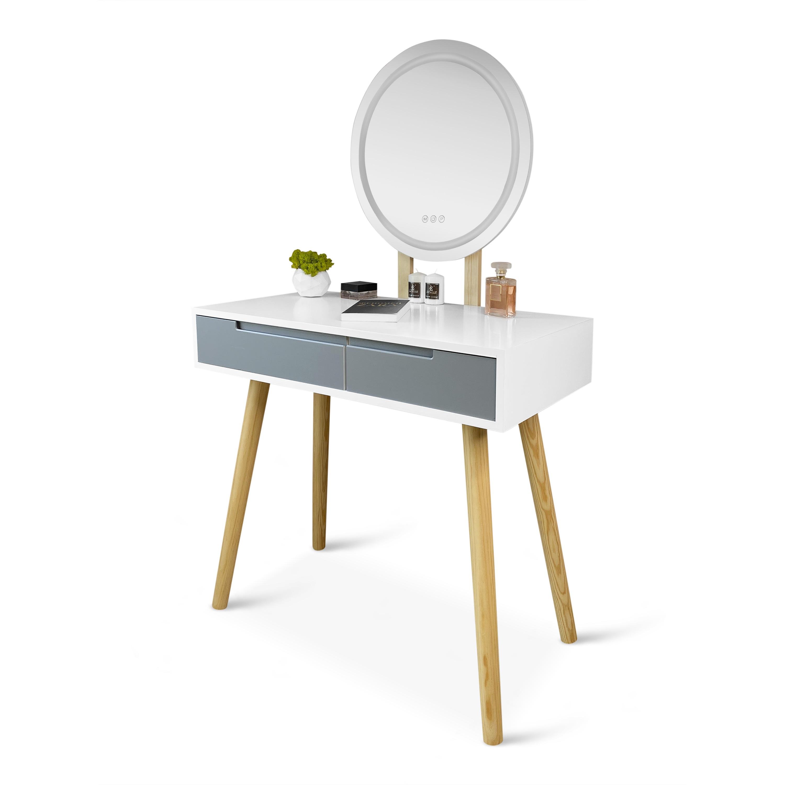 Туалетний столик з дзеркалом Homart Mondi з підсвіткою та табуретом Білий (9366) - фото 6 Туалетний столик з дзеркалом Homart Mondi з підсвіткою та табуретом Білий (9366) - фото 6