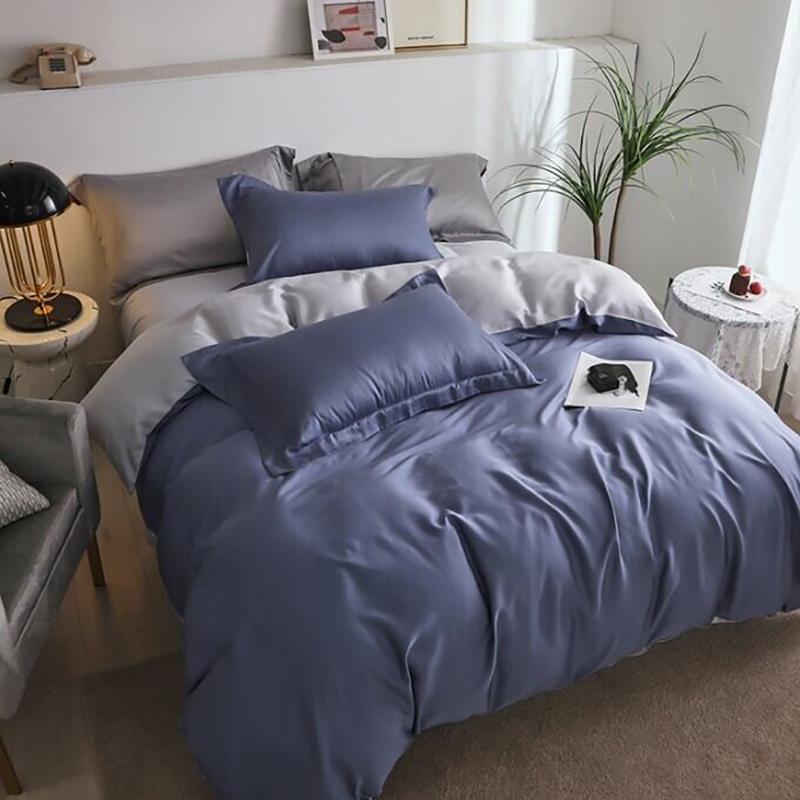 Постельное белье Meriset Дуэт Premium сатин двуспальное Indigo/True grey (550389-2)