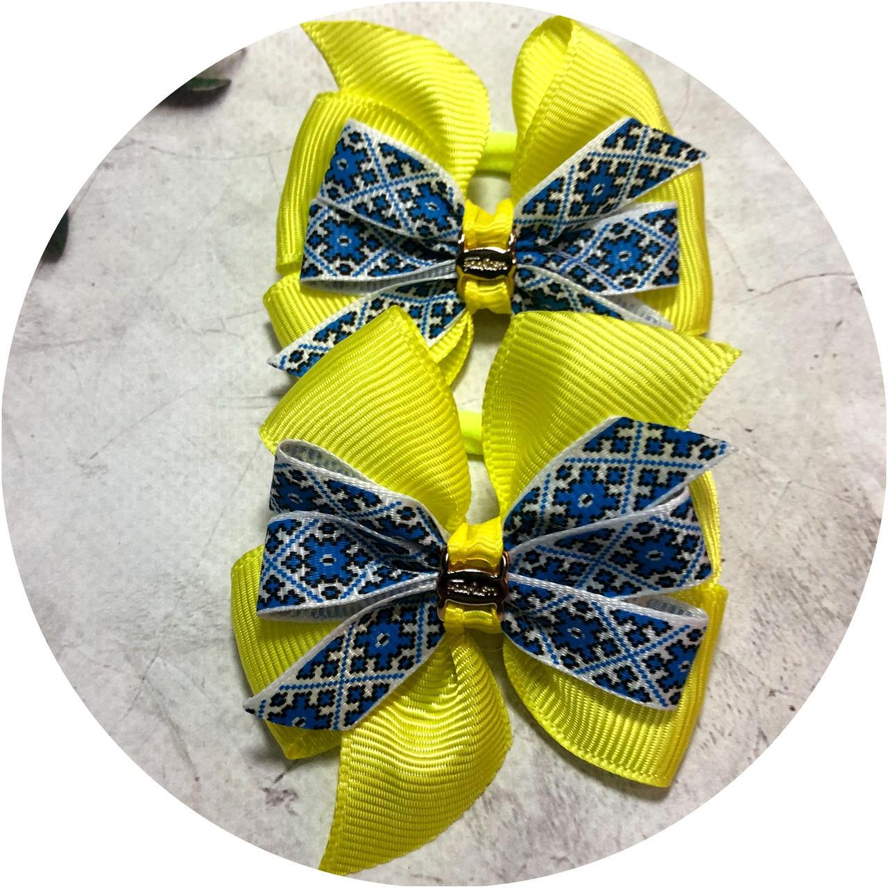 Бантики детские на резинке Украинский орнамент 7 см 2 шт. Желто-синий (11487) Бантики детские на резинке Украинский орнамент 7 см 2 шт. Желто-синий (11487)