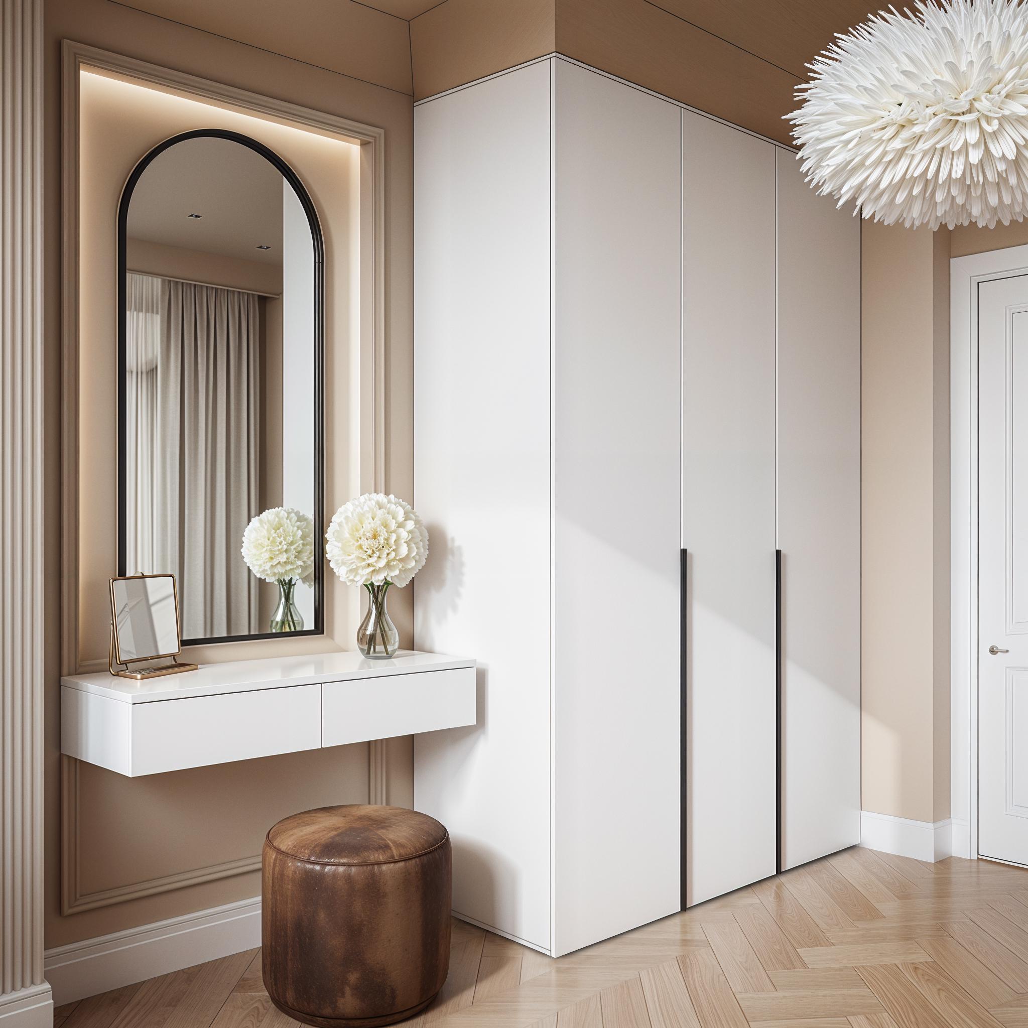 Комплект мебели Moris шкаф с полками и штангой и туалетный стол 2800x520х2200 мм Белый