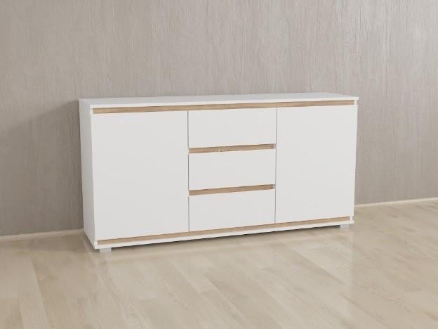 Комод Forte Mikkel 1502x759x390 мм Белый/Дуб Дуб сонома планки (id27/Б3-white-plnk-sonoma)