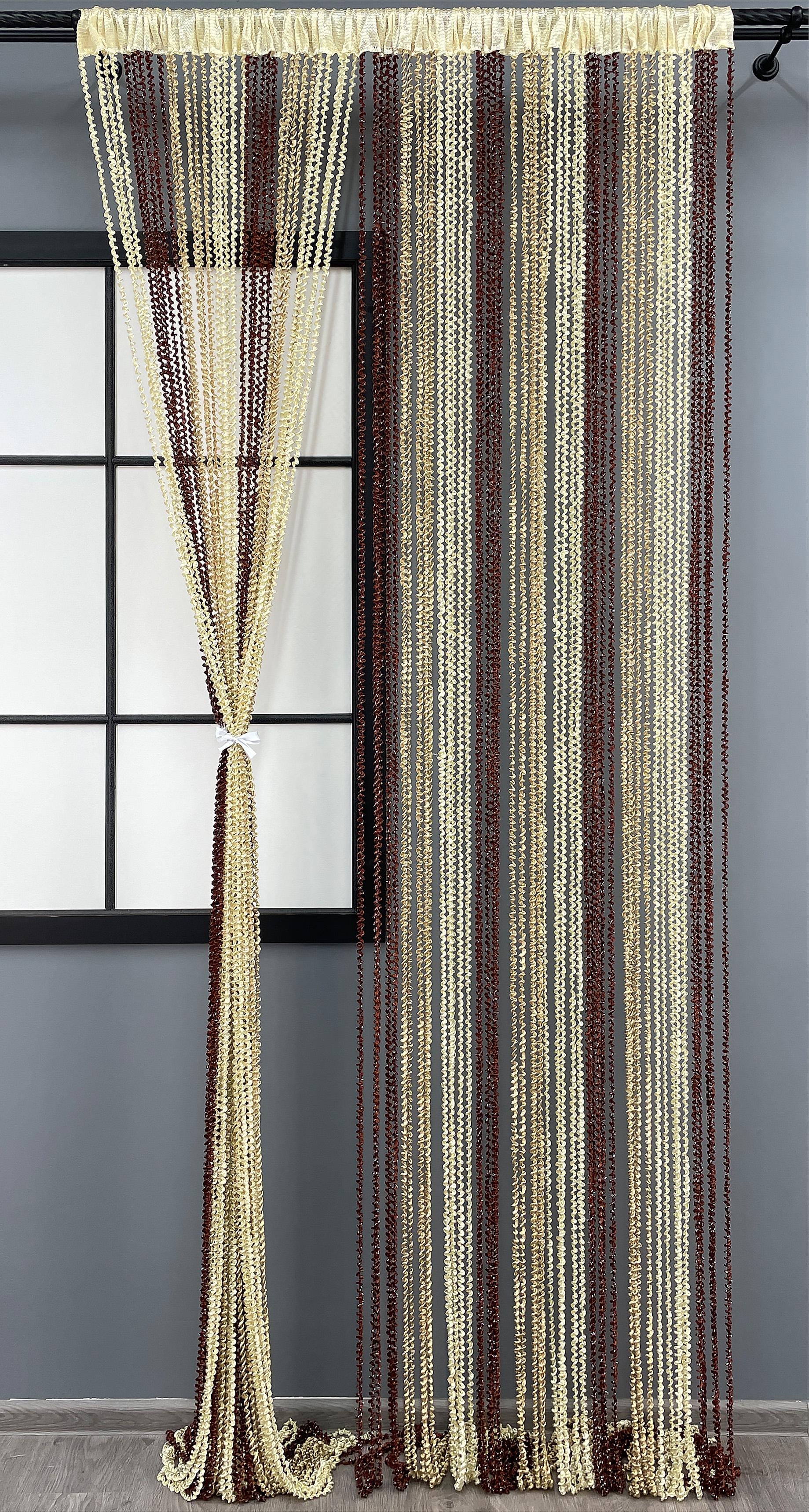 Шторы-нити спираль с люрексом 300х300 см Бежевый/Коричневый (61-074)