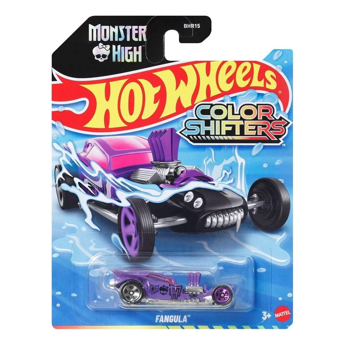 Игрушечная машинка Hot Wheels Monster High Fangula Color Shifters 2026 меняет цвет