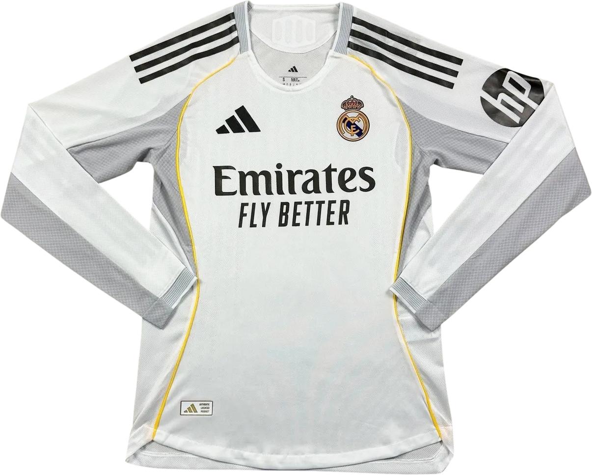 Футболка з довгим рукавом Реал Мадрид 2025-2026 домашня L Біло-жовтий (F0262)