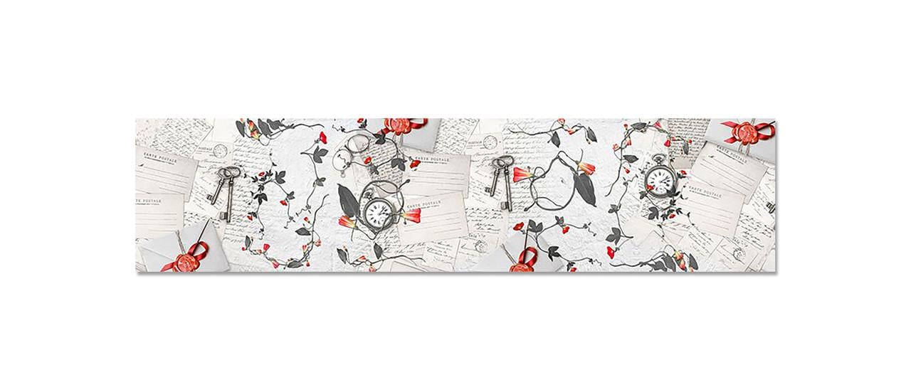 Фартук кухонный Письма и цветы 60х250 см Серый