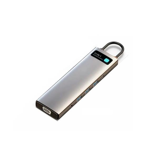 Концентратор хаб Baseus Metal Gleam CAHUB-CT0G USB Type-C 11в1 VGA 100 Вт (1781180271)