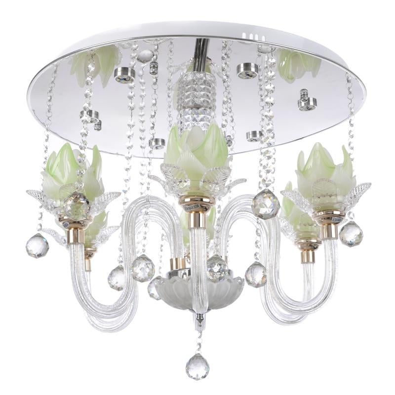 Люстра хрустальная с подсветкой Brille BCL-497S/6 E14/LED GR флористика