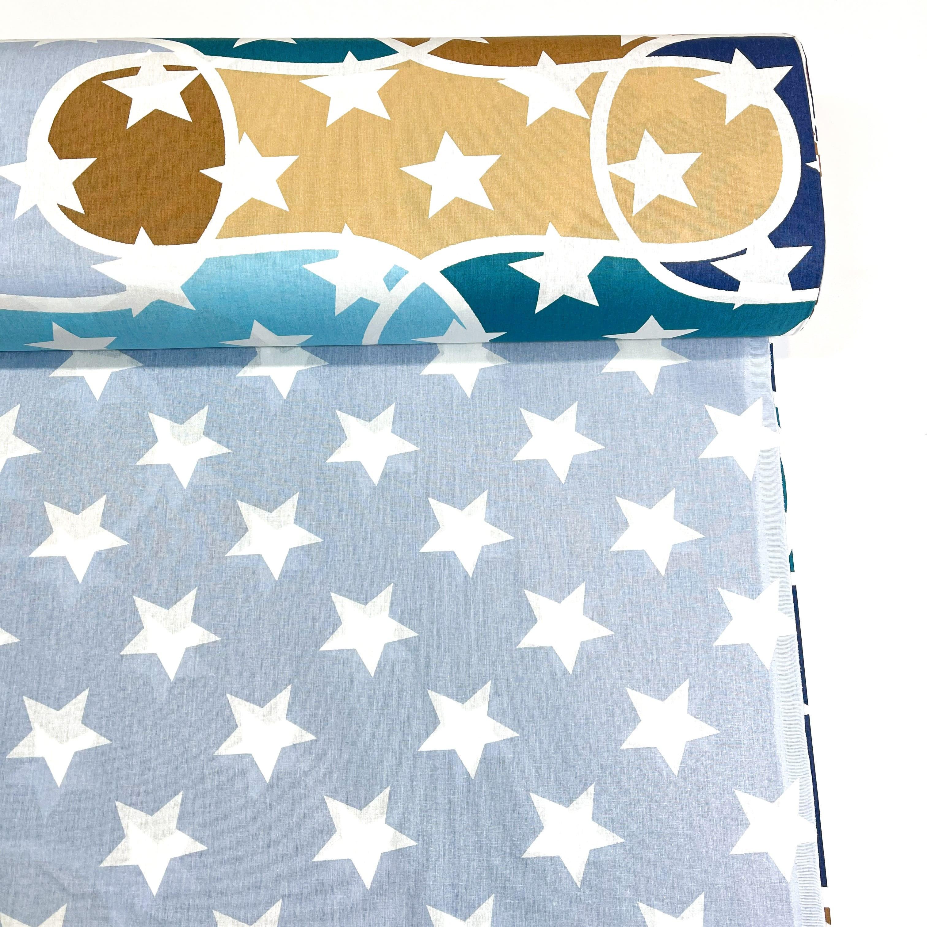 Ткань для постельного белья ранфорс звездочки 240 см Голубой (G-6779/2 01751)