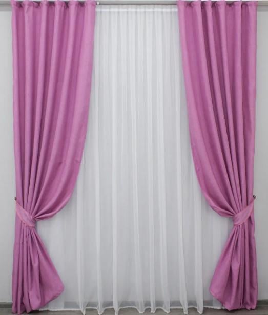 Комплект штор лен/мешковина 1,5х2,7 м 2 шт. Розовый (125ш)