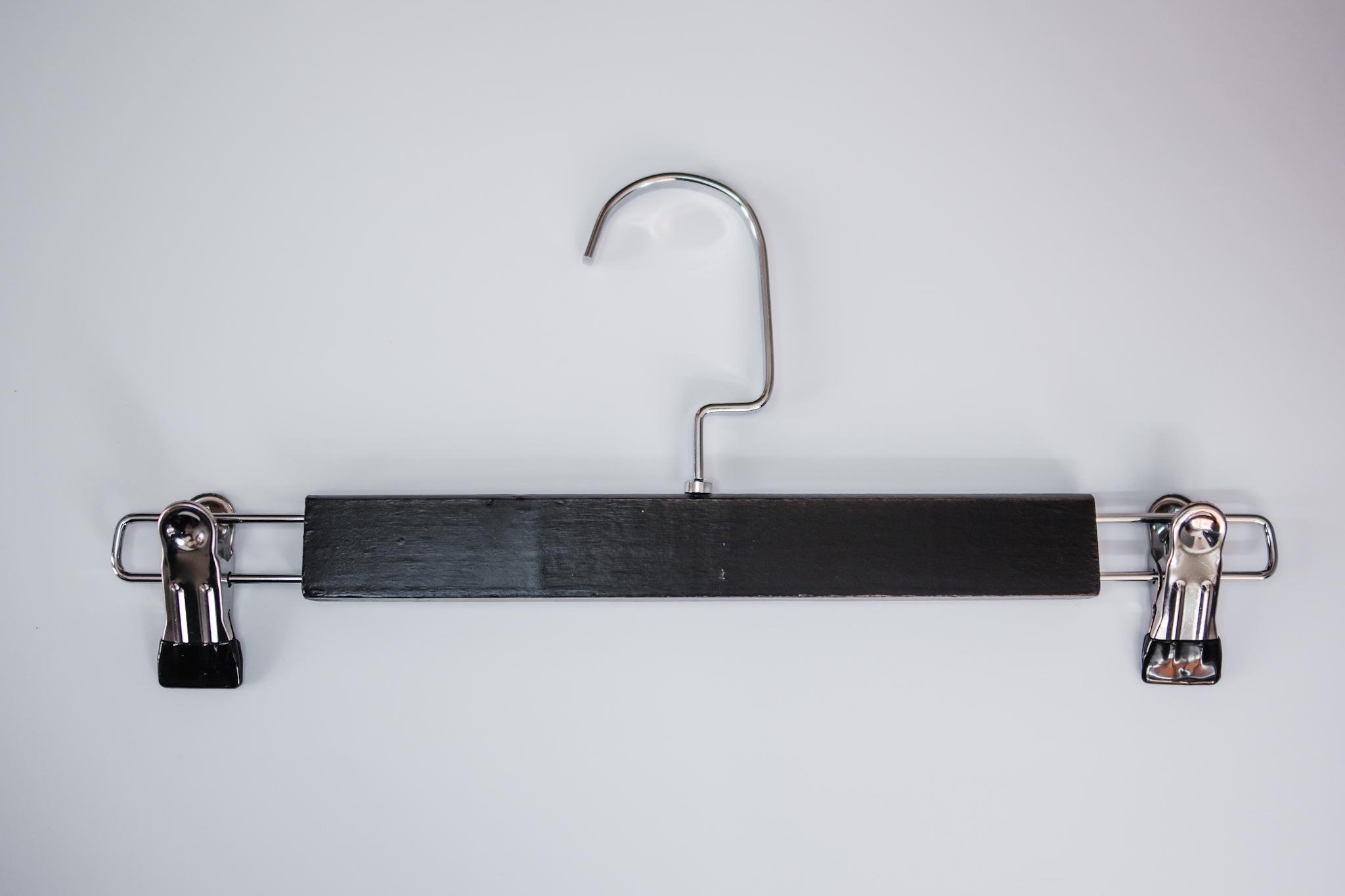 Вешалка плечики ИВА с прищепками для юбок и брюк с деревянной вставкой 33 см Черный