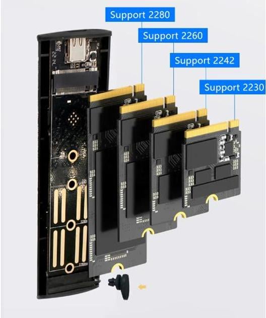 Кишеня для SSD UTHAI M.2 Hard Disk Metal Box USB 3.1/SATA 5 Gbps/Type-C Grey (ME0020286) - фото 2