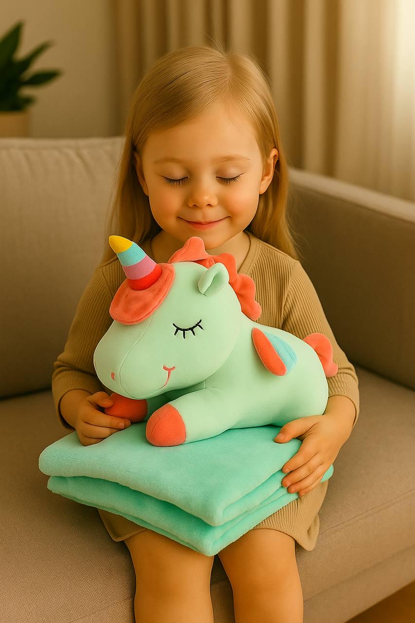 Плед-игрушка Единорог 100х165 см Зеленый (6415)