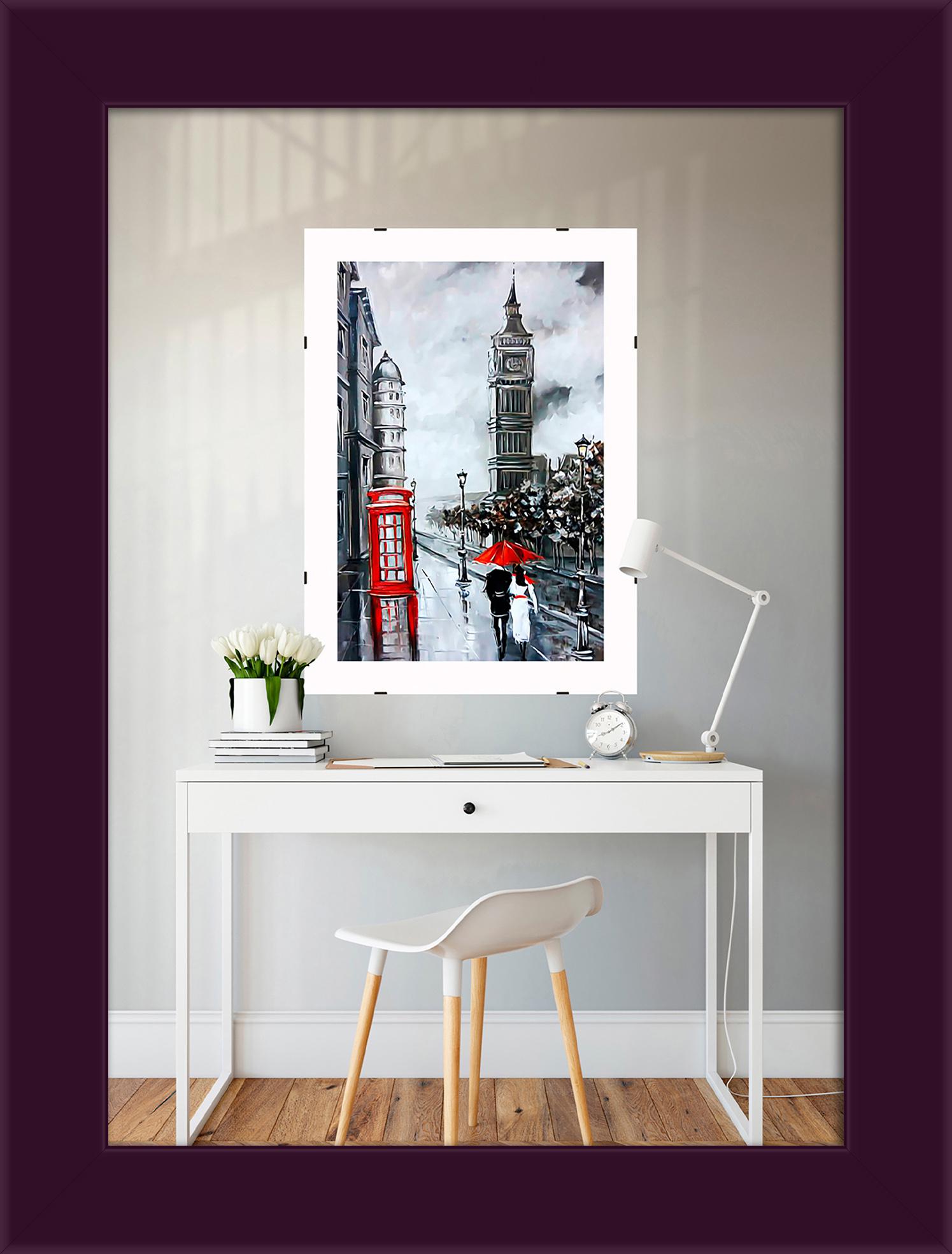 Фоторамка деревянная EmojiFrame 15х21 см А5 AH2220-02 пластиковое стекло 0,8 мм Фиолетовый - фото 1