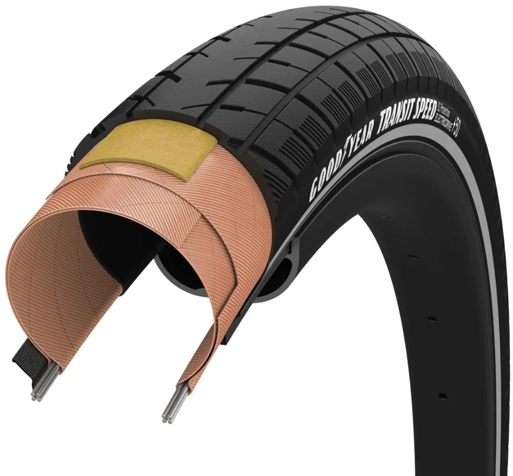 Покришка велосипедна GoodYear Transit Speed ​​S1: Protection Wire 60tpi 700x30/30-622 Black з reflective strips (TIR-36-88)