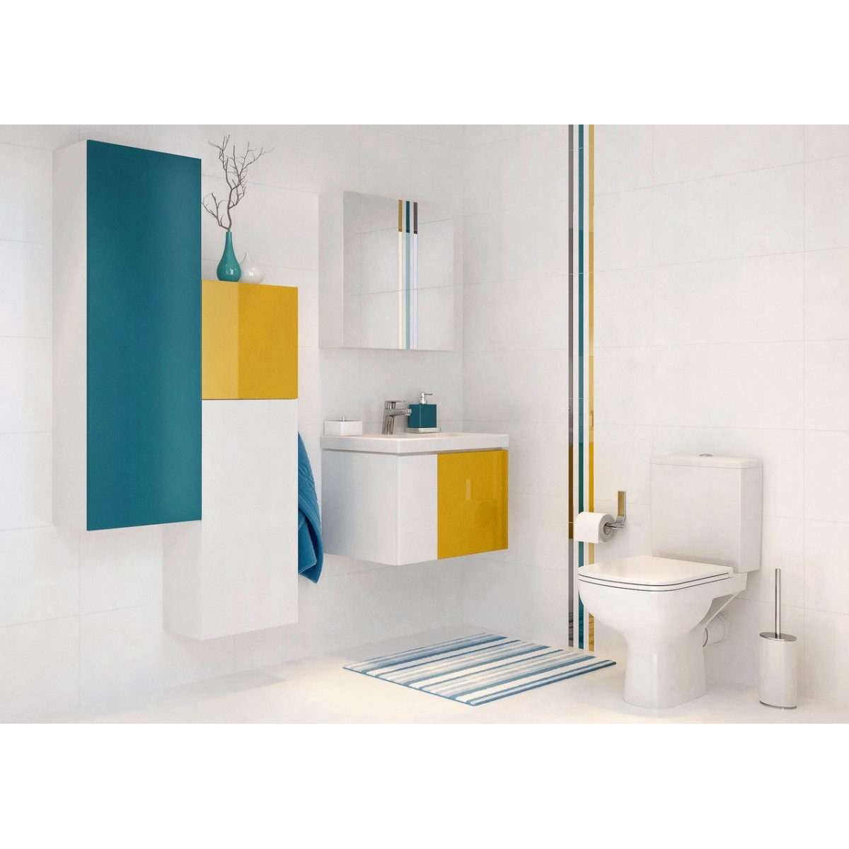 Компакт Cersanit Colour CleanOn горизонтальний злив/3/6 л/нижнє підведення води/дюропластове сидіння повільного падіння (160424311) - фото 3