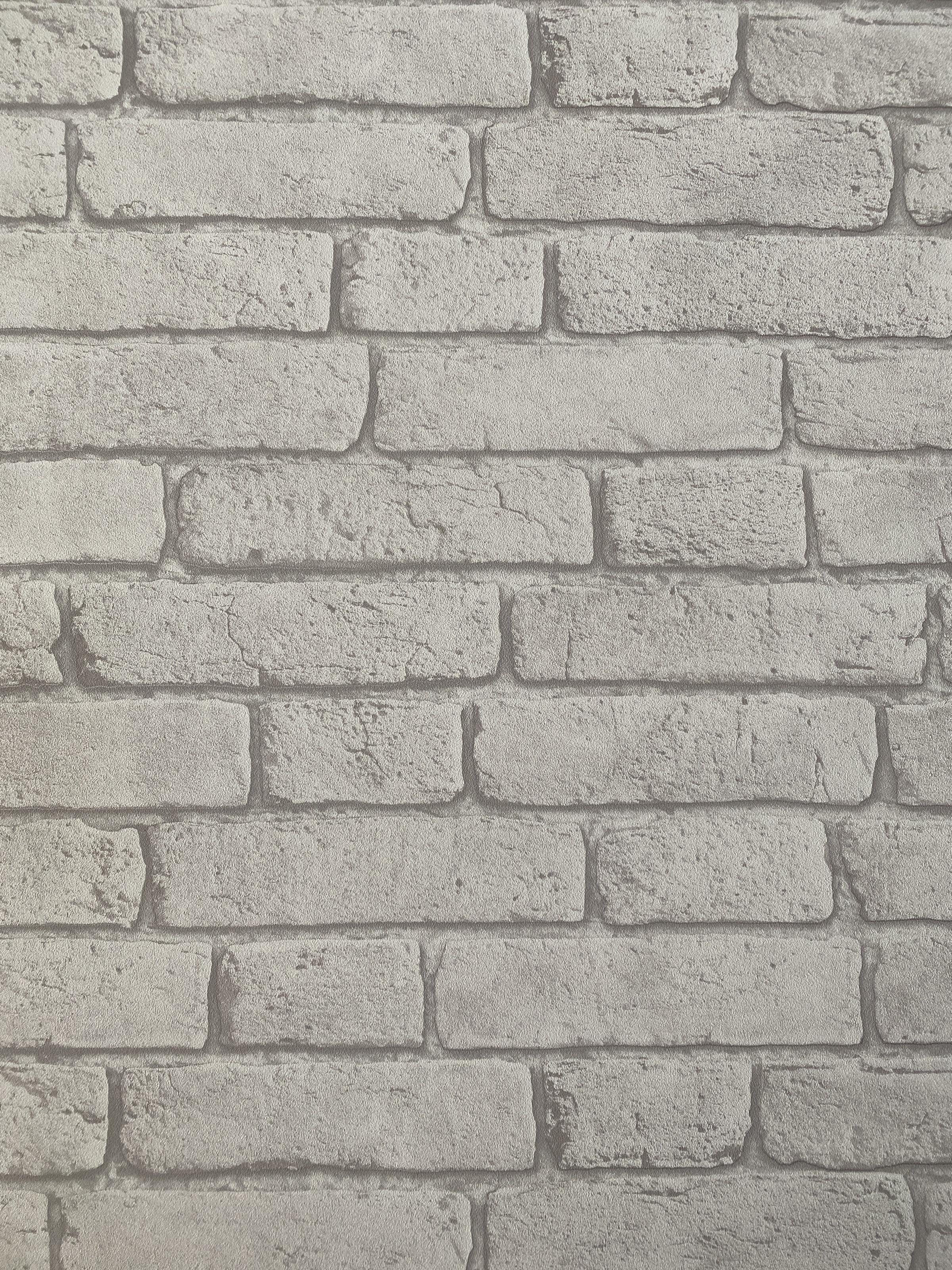 Обои виниловые на флизелиновой основе Grandeco Opportunity Wallcoverings Q0092 Под кирпич Серый