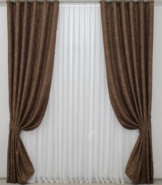 Ткань для штор лен Коричневый (1173ш) - фото 4