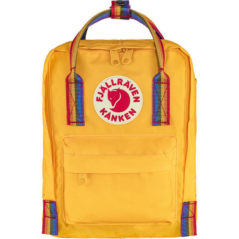 Городской рюкзак Fjallraven Kanken Rainbow Mini Warm Yellow/Rainbow Pattern (23621.141-907)