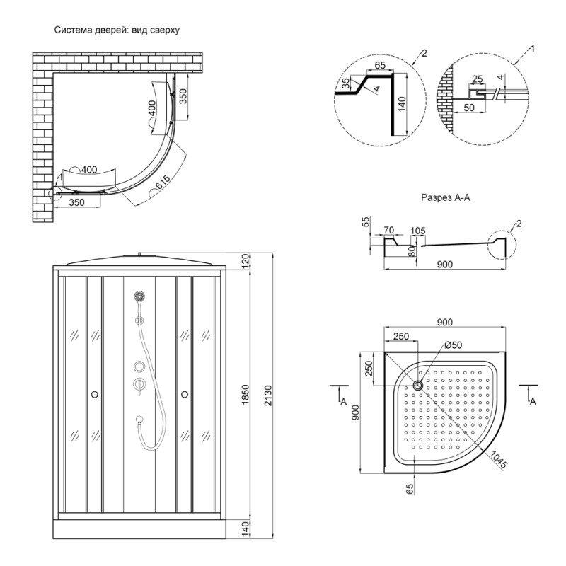 Гідромасажний бокс Lidz Tani LTSB9090SATLOWFR 90x90x213 см Сатин (74599) - фото 2