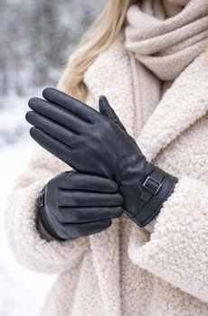 Перчатки женские натуральная кожа р. 7,5 Черный (G-03)