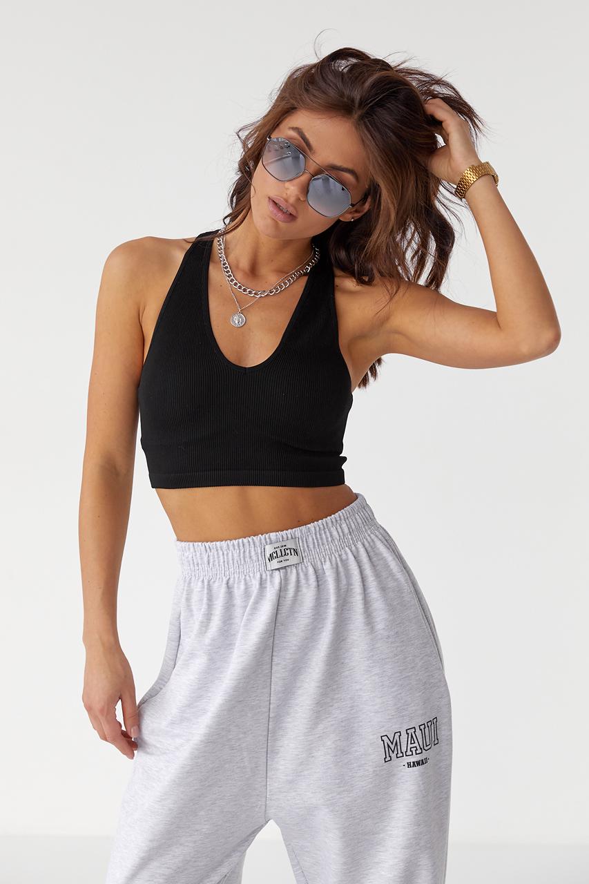 Майка-борцовка женская укороченная QU STYLE S Черный (9498483)