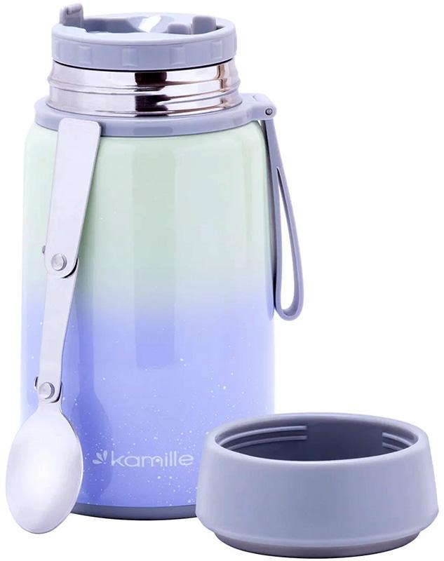 Термос харчовий Kamille Градієнт із нержавіючої сталі з ложкою 800 мл - фото 4 Термос харчовий Kamille Градієнт із нержавіючої сталі з ложкою 800 мл - фото 4