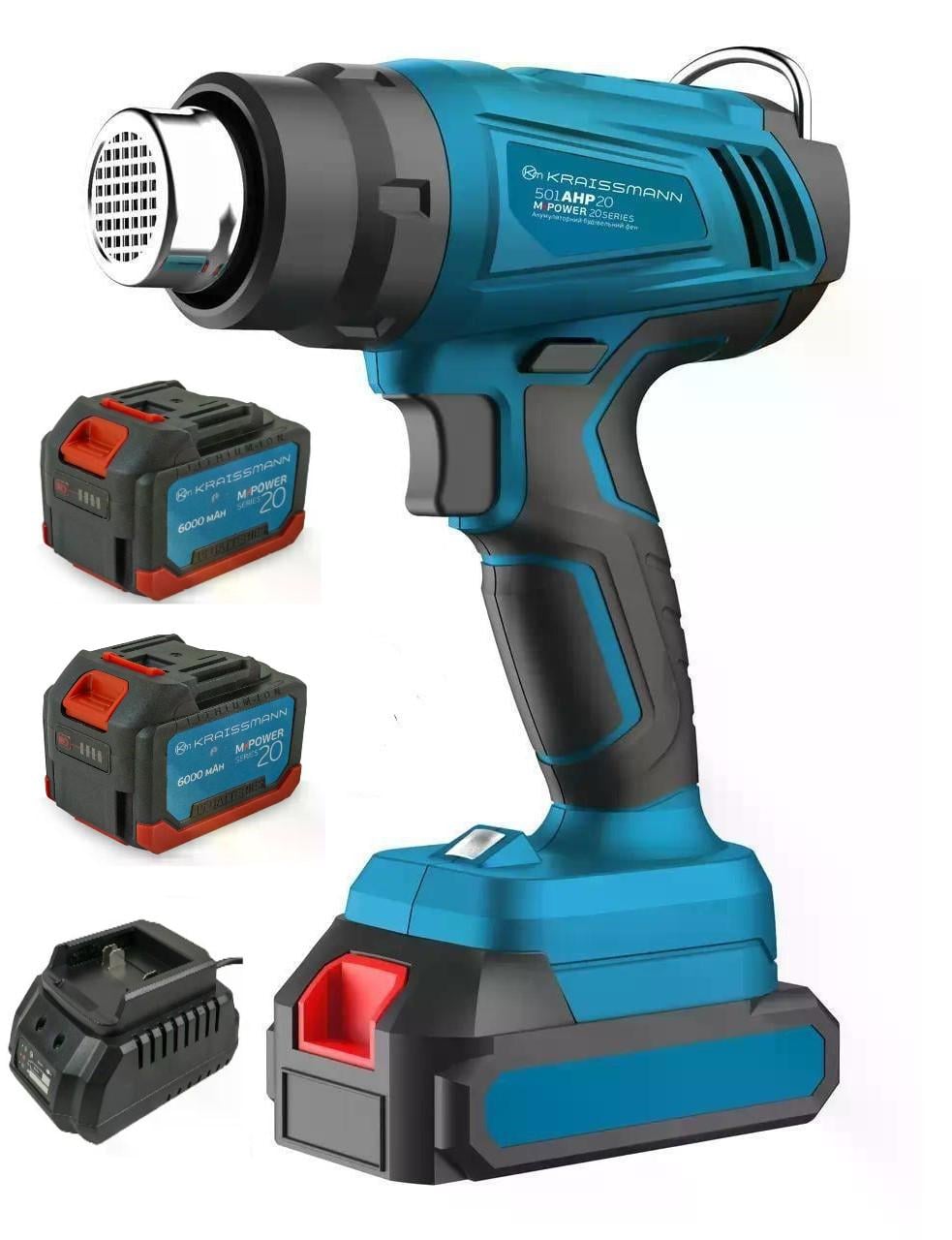 Фен аккумуляторный KRAISSMANN 501 AHP ​​20MP 2 аккумулятора 6000 mAh и ЗУ (31572581)