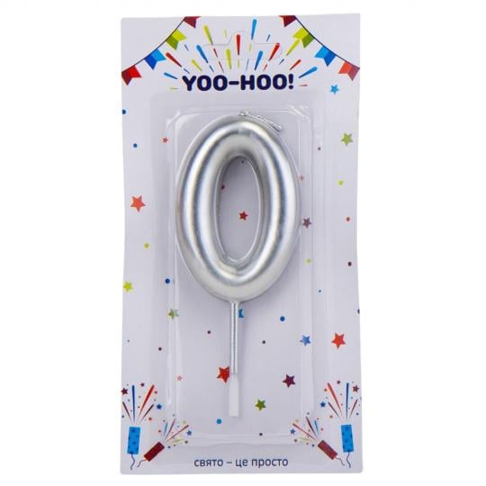 Свеча для торта Elisey "0" 10 см Серебряный (9074-036)
