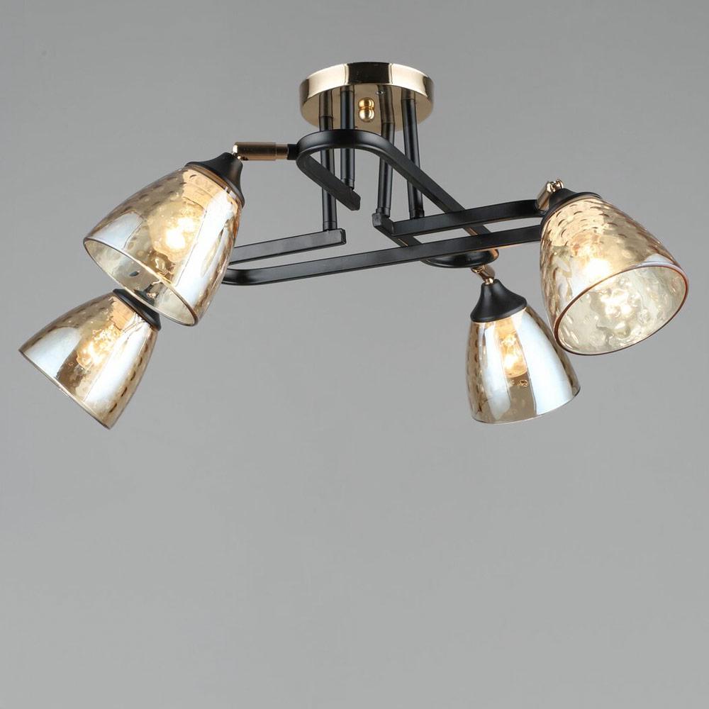 Люстра стельова Lighthouse SRS-19483/4 BK+FGD Чорний/Золотий/Бурштиновий