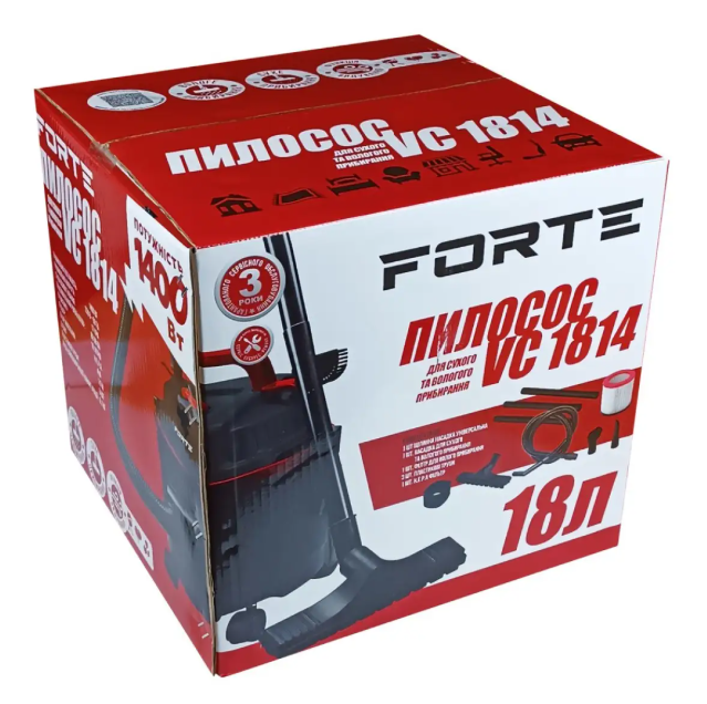 Пилосос для вологого і сухого прибирання FORTE VC1814 - фото 6 Пилосос для вологого і сухого прибирання FORTE VC1814 - фото 6