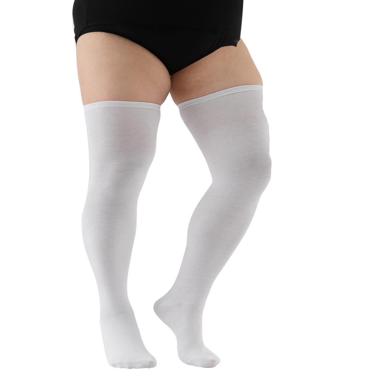 Панчохи однотонні заколінки 21440 plus size L-XXXXL Білий (2376)