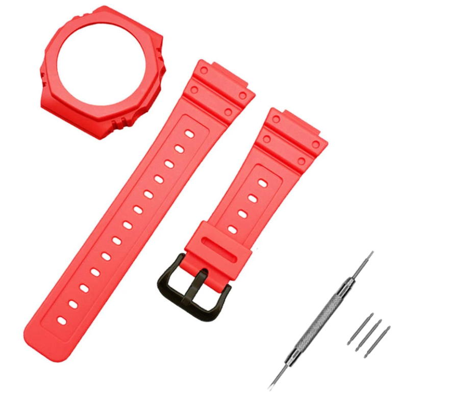 Ремінець і безель рант для Casio G-Shock GA-2100/GA-2110 Red/Black (3769)