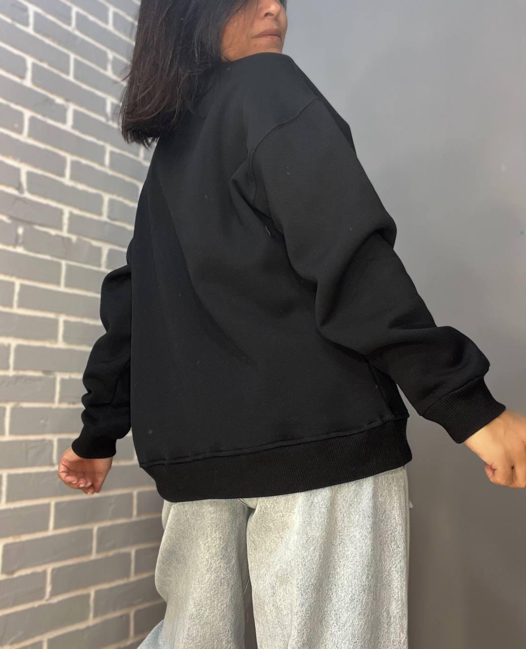 Свитшот женский PEPPER MINT 24-14 базовый простой удлиненный оверсайз S Черный (2863) - фото 4 Свитшот женский PEPPER MINT 24-14 базовый простой удлиненный оверсайз S Черный (2863) - фото 4