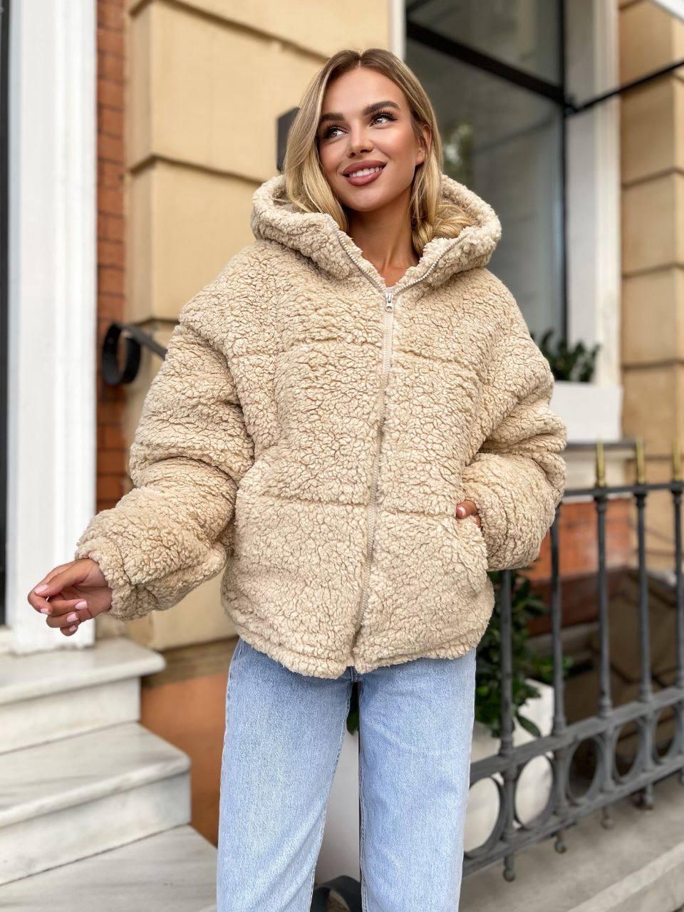 Куртка женская демисезонная Меховая Тедди XL-3XL Бежевый (OV-7144BE-XL-3XL) - фото 6 Куртка женская демисезонная Меховая Тедди XL-3XL Бежевый (OV-7144BE-XL-3XL) - фото 6