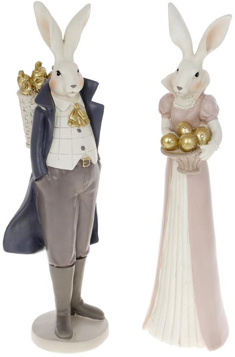 Набор статуэток Кролик и Крольчиха из полистоуна 11,5х10,5х37,5 см (BD-HA9-103)