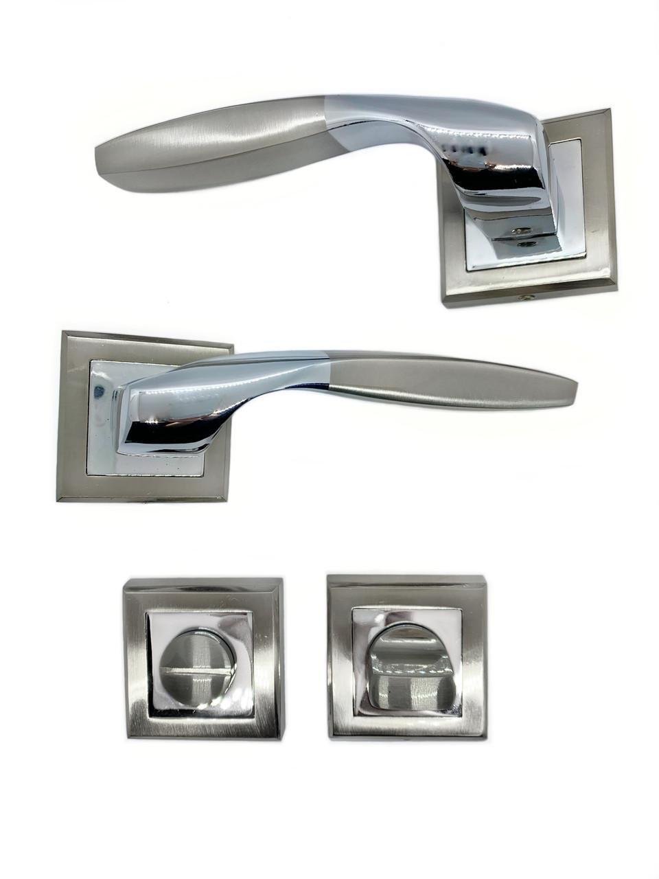 Замок для міжкімнатних дверей Vortex AS-01 з ручками на розетах SN/CP WC