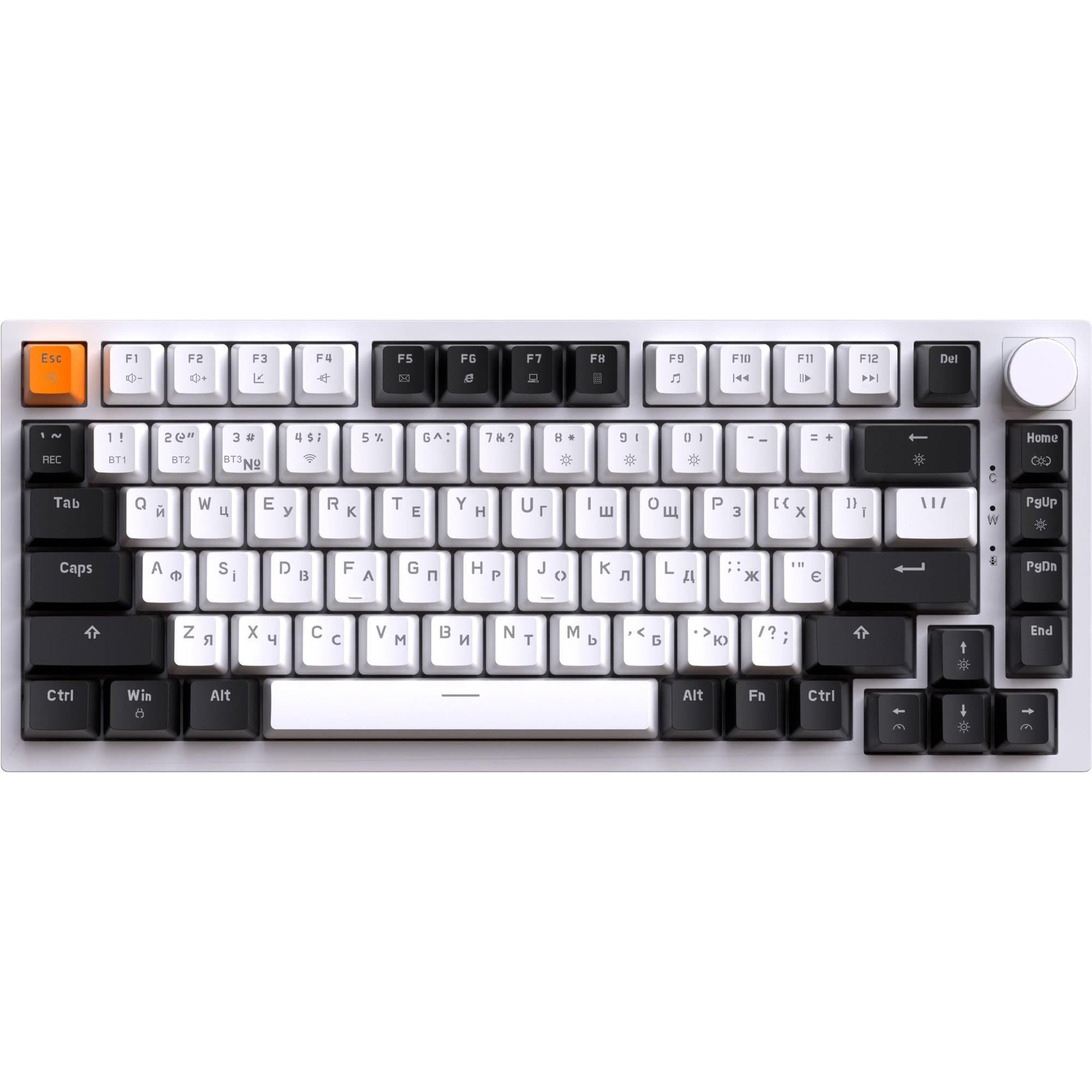 Клавиатура беспроводная механическая GamePro Asgard Valhalla 82 клавиши QLAB Orange RGB ENG/UKR/RU White (MK160W Pro)